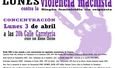 Concentración contra la #ViolenciaMachista : lunes 3 de abril a las 20h en la c/ Carretería (cruce con Alonso Chirino).